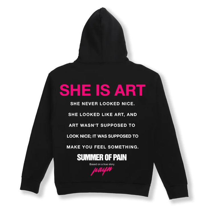 SHE IS ART HOODIE PINK