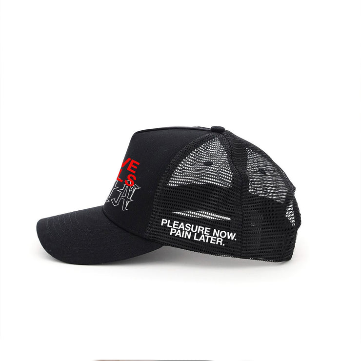 LOVE KILLS PAIN CANVAS MESH BACK TRUCKER HAT